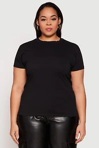 Womens Plus Short Sleeve Crew Neck T Shirt,
