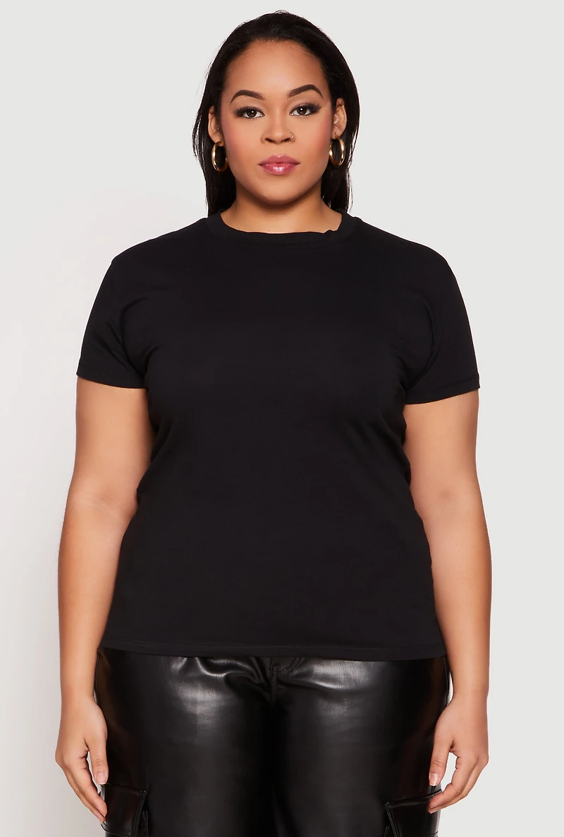 Womens Plus Short Sleeve Crew Neck T Shirt, 2X