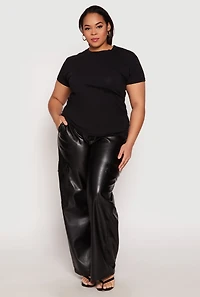 Womens Plus Size Short Sleeve Crew Neck T Shirt, Black, Size 1X