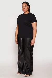 Womens Plus Size Short Sleeve Crew Neck T Shirt, Black, Size 1X