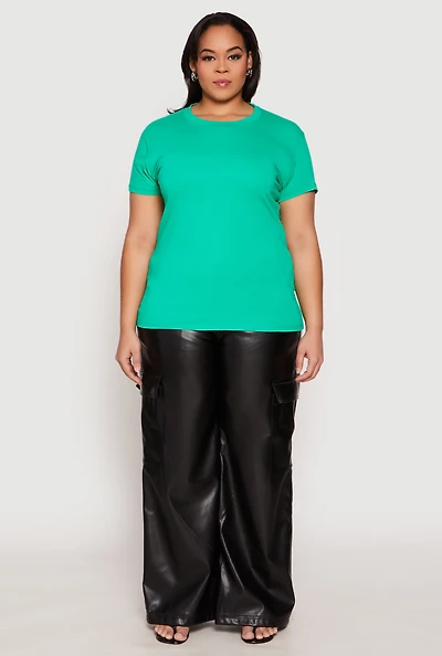 Womens Plus Short Sleeve Crew Neck T Shirt,