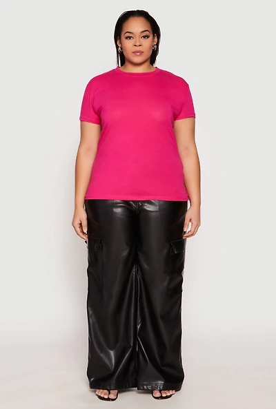Womens Plus Short Sleeve Crew Neck T Shirt, 1X