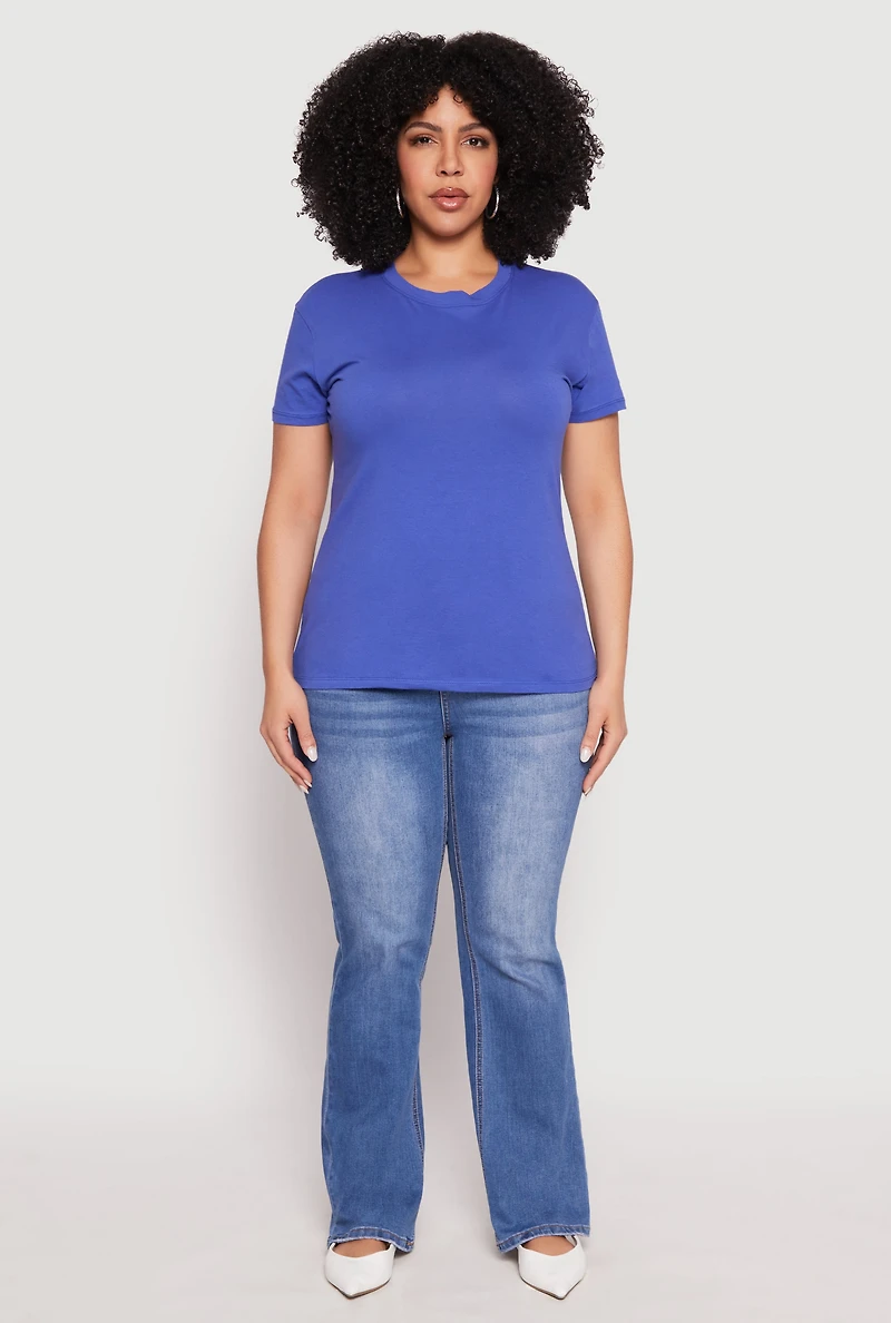 Womens Plus Short Sleeve Crew Neck T Shirt,