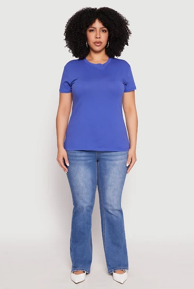 Womens Plus Short Sleeve Crew Neck T Shirt,
