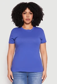 Womens Plus Short Sleeve Crew Neck T Shirt,