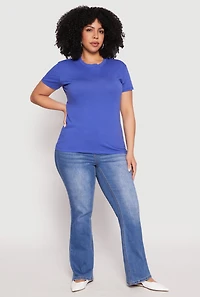 Womens Plus Short Sleeve Crew Neck T Shirt,