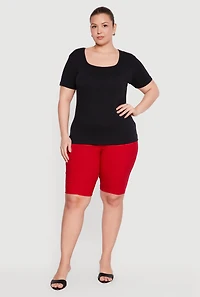 Plus Square Neck Short Sleeve Tee