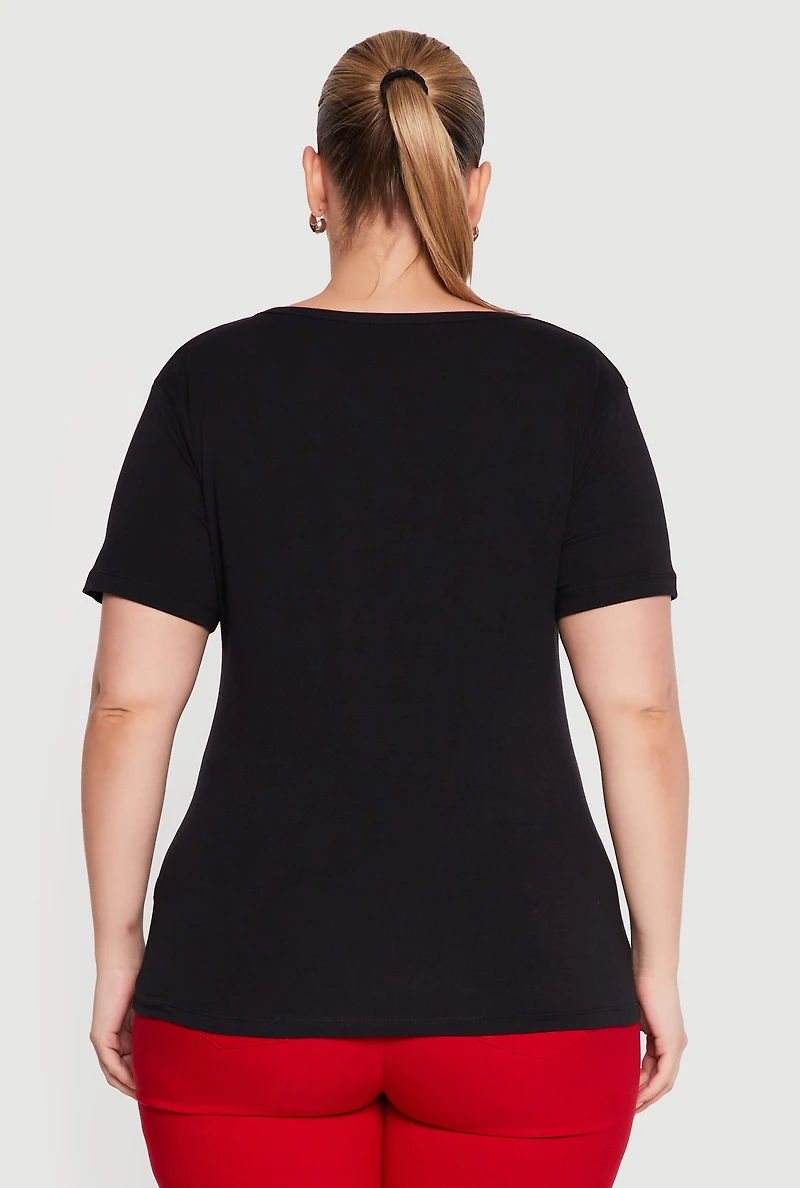 Plus Square Neck Short Sleeve Tee