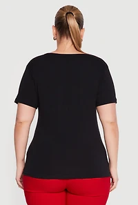 Plus Square Neck Short Sleeve Tee