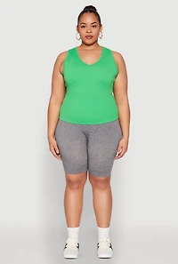 Womens Plus Seamless V Neck Rib Knit Top, 2X-3X