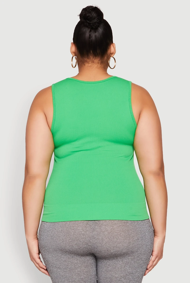 Womens Plus Seamless V Neck Rib Knit Top, 2X-3X