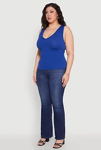 Womens Plus Seamless V Neck Rib Knit Top, 2X-3X