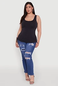 Plus Trendy Mineral Wash Side Ruched Tank Top