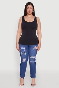 Plus Trendy Mineral Wash Side Ruched Tank Top