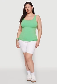Plus Trendy Mineral Wash Side Ruched Tank Top