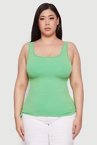 Plus Trendy Mineral Wash Side Ruched Tank Top