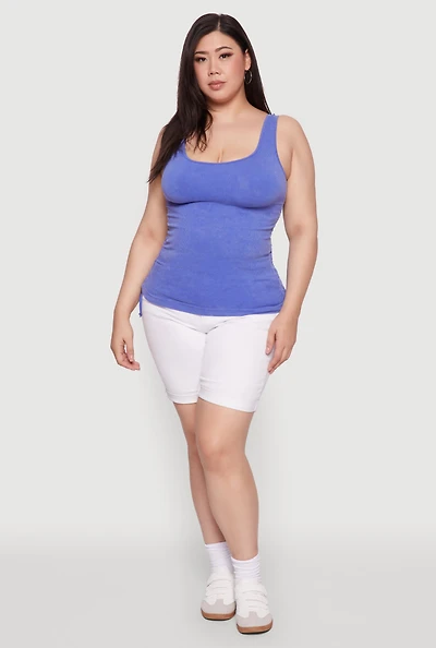 Womens Plus Trendy Mineral Wash Side Ruched Tank Top, 1X-2X