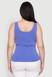 Womens Plus Trendy Mineral Wash Side Ruched Tank Top, 1X-2X