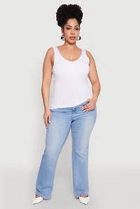 Womens Plus Size Seamless Shelf Bra Tank Top, White, Size 2X-3X