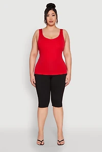 Womens Plus Size Seamless Shelf Bra Tank Top, Red, Size 2X-3X