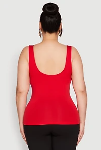 Womens Plus Size Seamless Shelf Bra Tank Top, Red, Size 2X-3X