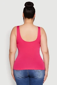 Womens Plus Size Seamless Shelf Bra Tank Top, Pink, Size 2X-3X