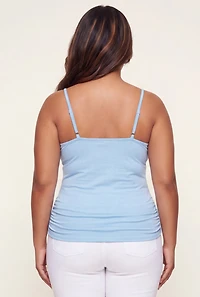 Plus Side Ruched Scoop Neck Cami with Shelf Bra