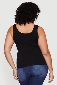 Plus Seamless Ribbed Knit V Neck Top