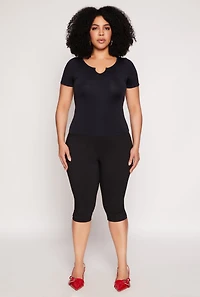 Womens Plus Seamless Notch Neck Tee, 1X-2X