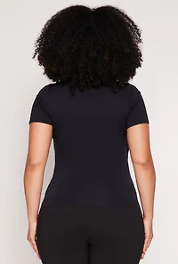 Womens Plus Seamless Notch Neck Tee, 1X-2X