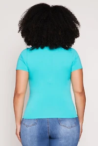 Womens Plus Seamless Notch Neck Tee,
