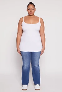 Womens Plus Basic Seamless Cami, White,
