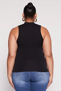 Womens Plus Sleeveless Mock Neck Top, 2X-3X