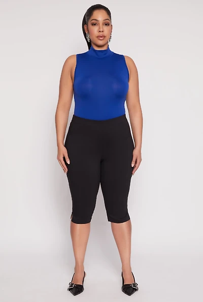 Womens Plus Sleeveless Mock Neck Top,