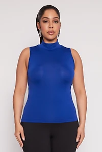 Womens Plus Sleeveless Mock Neck Top,