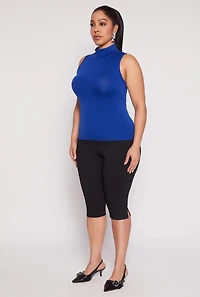 Womens Plus Sleeveless Mock Neck Top,