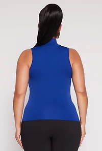 Womens Plus Sleeveless Mock Neck Top,