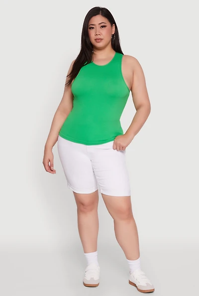 Womens Plus Basic Crew Neck Tank Top,