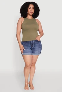 Womens Plus Basic Crew Neck Tank Top,
