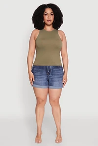 Womens Plus Basic Crew Neck Tank Top,
