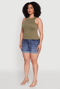 Womens Plus Basic Crew Neck Tank Top,
