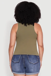Womens Plus Basic Crew Neck Tank Top,