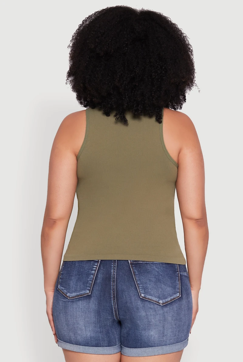 Womens Plus Basic Crew Neck Tank Top,