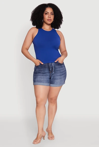 Womens Plus Basic Crew Neck Tank Top,