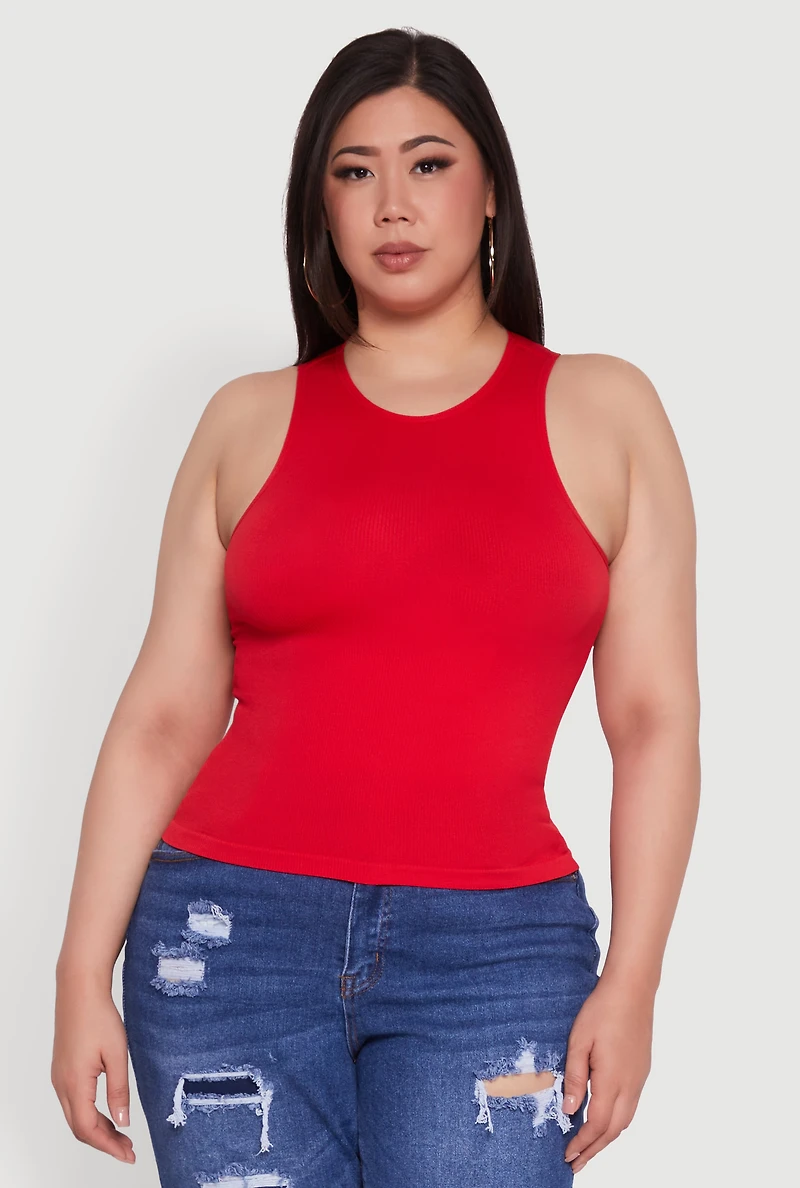 Plus Basic Crew Neck Tank Top