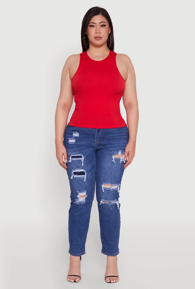 Plus Basic Crew Neck Tank Top