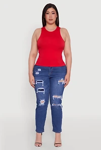 Womens Plus Basic Crew Neck Tank Top, 2X-3X