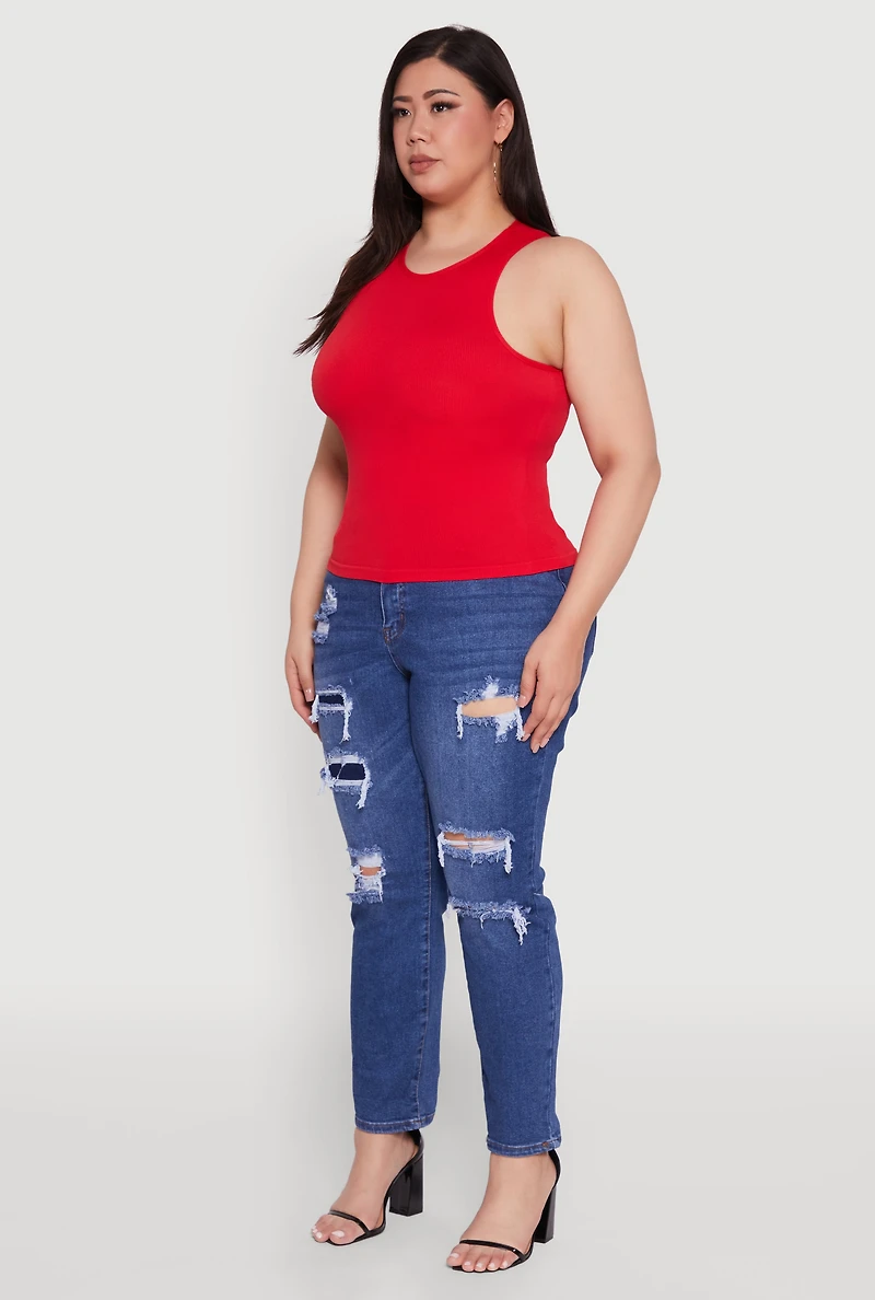 Plus Basic Crew Neck Tank Top