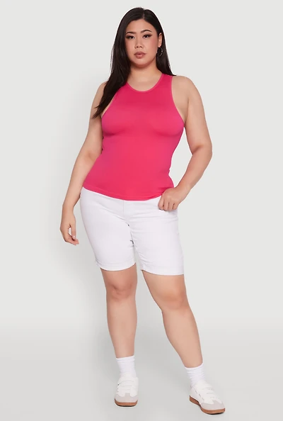 Womens Plus Basic Crew Neck Tank Top,