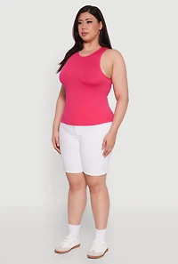 Womens Plus Basic Crew Neck Tank Top,